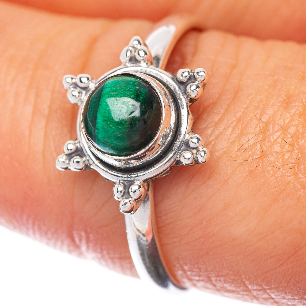 Malachite Dainty Ring Size 8.5 (925 Sterling Silver) R145205