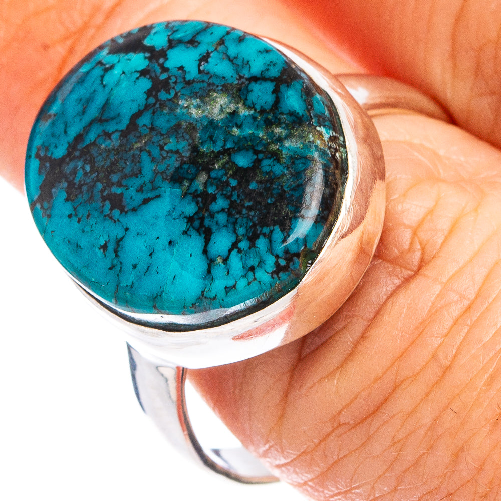 Hubei Spiderweb Turquoise Ring Size 9.5 (.925 Sterling Silver)