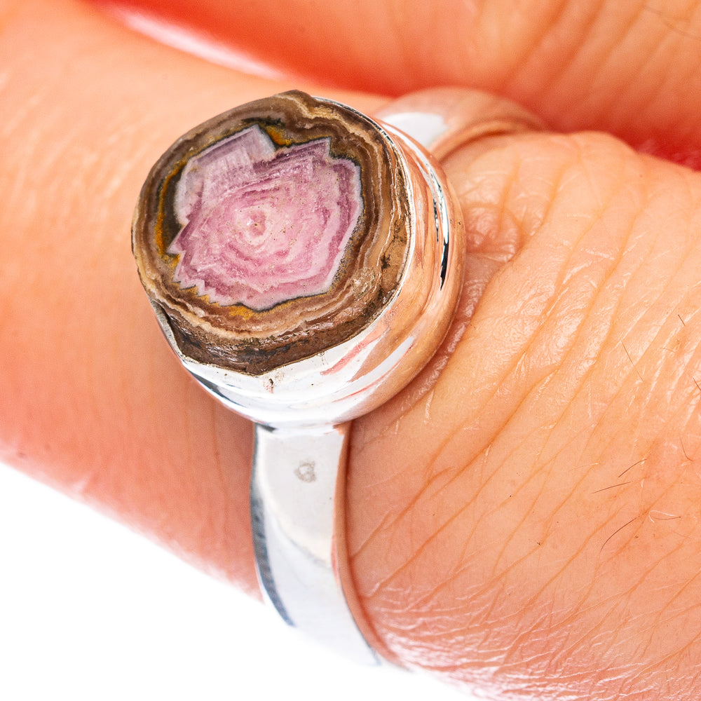Rare Rhodochrosite Stalactite Ring Size 7.25 (925 Sterling Silver) R2791