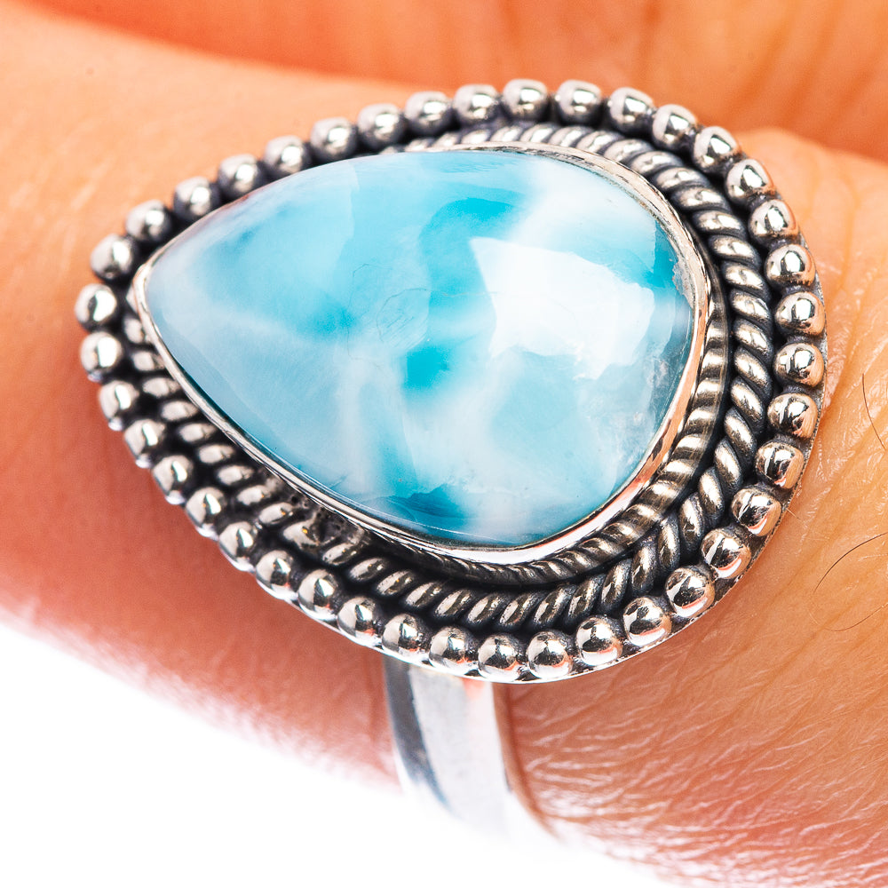 Larimar 925 Sterling Silver Ring Size 7.25