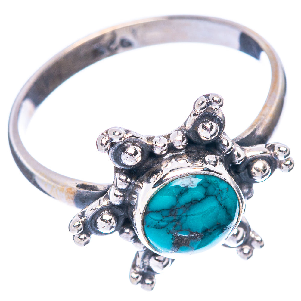 Tibetan Turquoise Flower 925 Sterling Silver Ring Size 8 (925 Sterling Silver) R5490