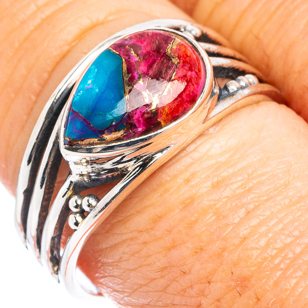 Pink Dahlia Mohave Turquoise Ring Size 9 (.925 Sterling Silver)