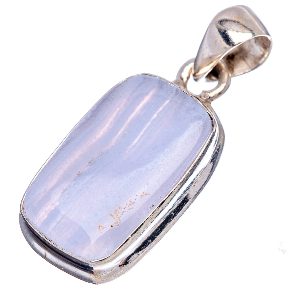 Blue Lace Agate Pendant 1 1/4" (.925 Sterling Silver)