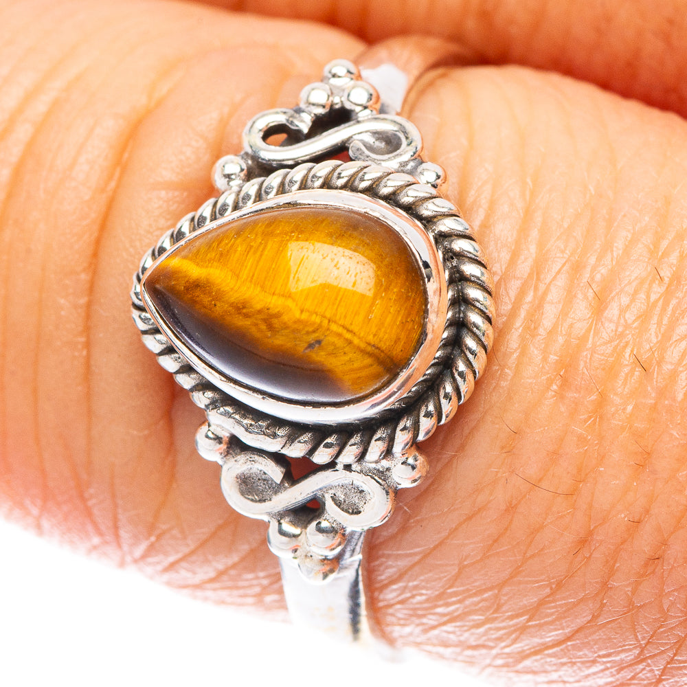 Tiger Eye Ring Size 8 (925 Sterling Silver) R5614