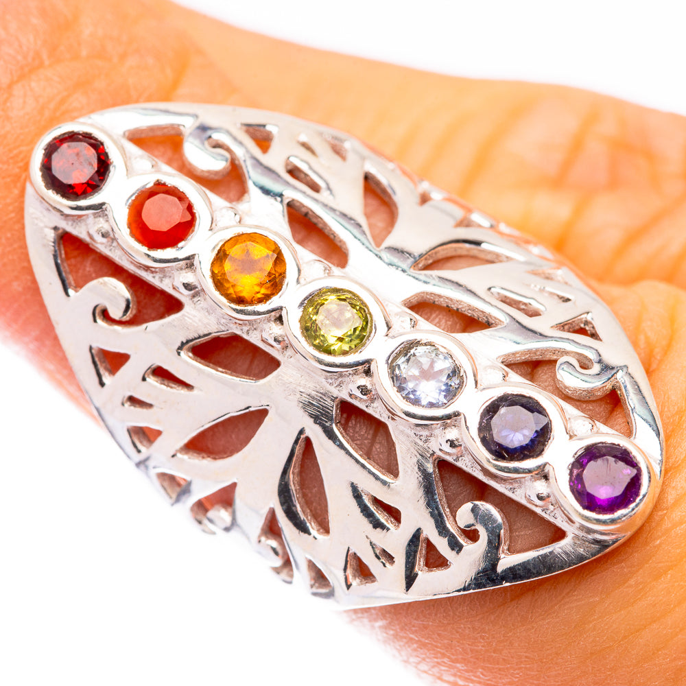 Rainbow Chakra Ring Size 5.75 (925 Sterling Silver) R141576