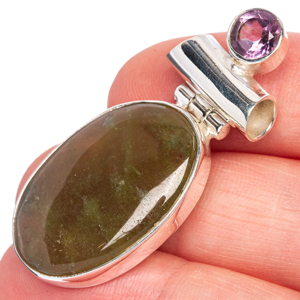 Vessonite, Amethyst Pendant 1 5/8" (925 Sterling Silver) P40737