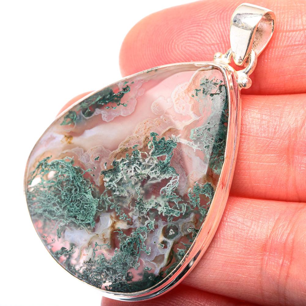Green Moss Agate Pendant 2" (925 Sterling Silver) PD38550