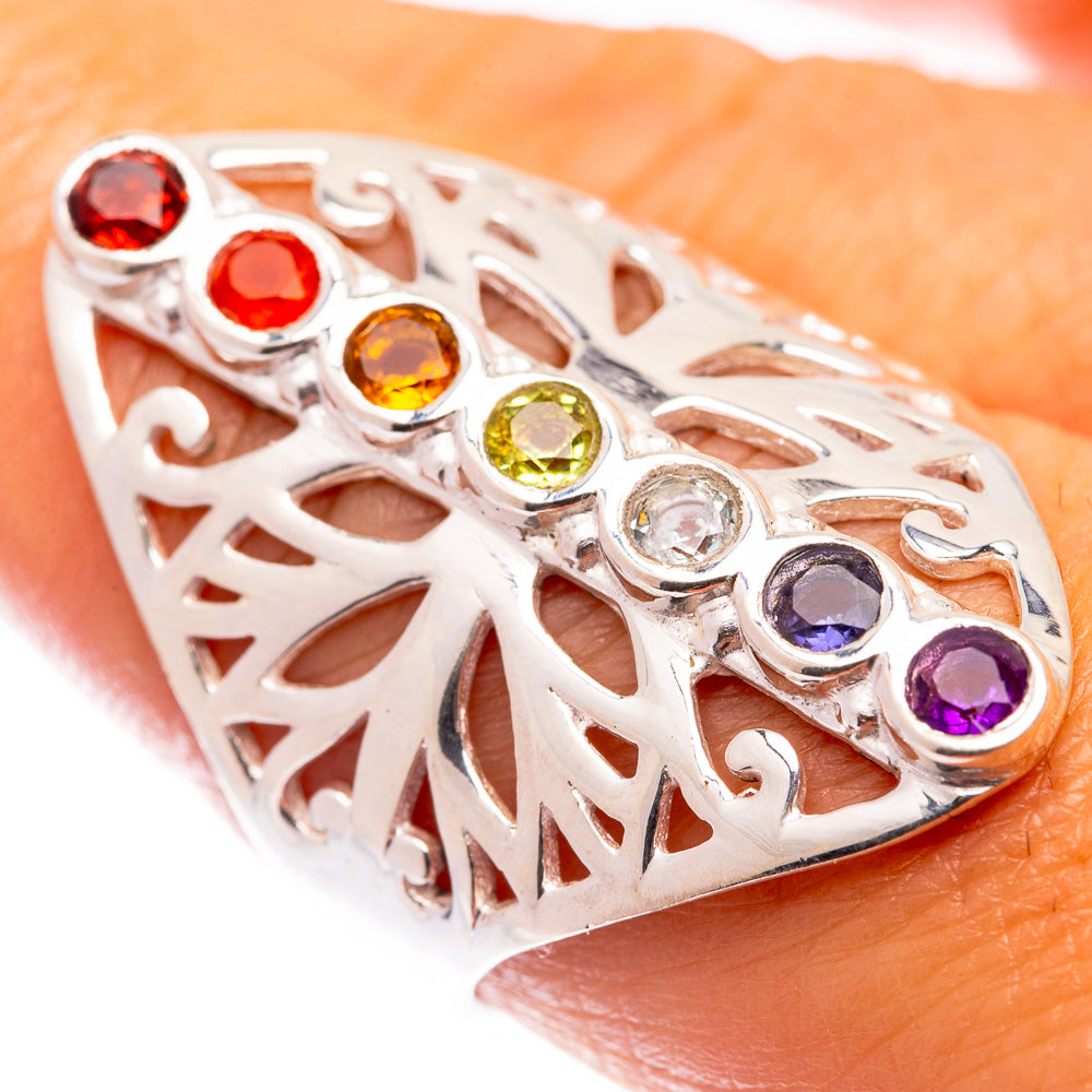 Rainbow Chakra Ring Size 8 (925 Sterling Silver) R140950