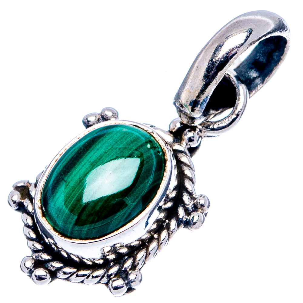 Malachite Dainty Pendant 7/8" (.925 Sterling Silver)