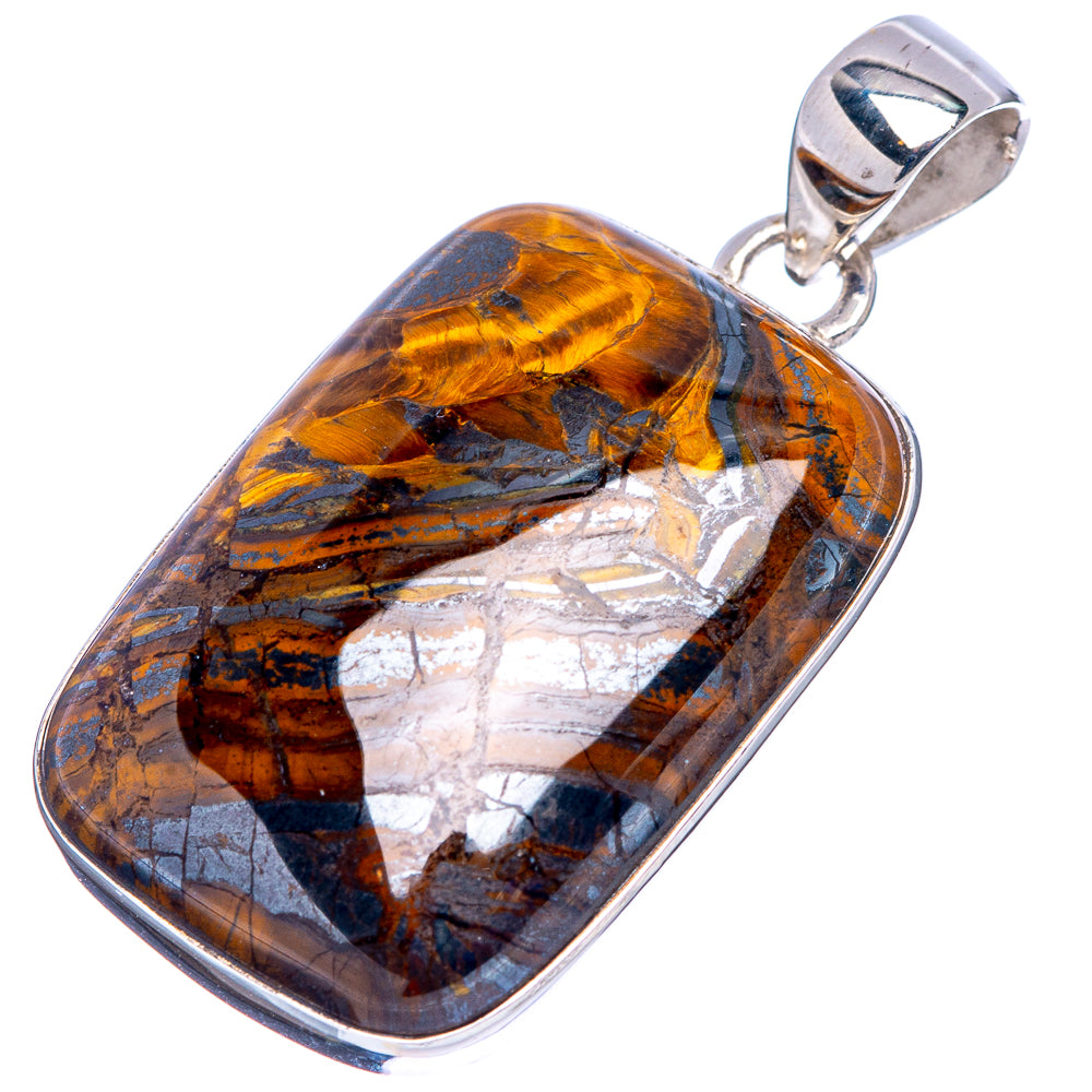 Tiger Iron Pendant 1 3/8" (.925 Sterling Silver)