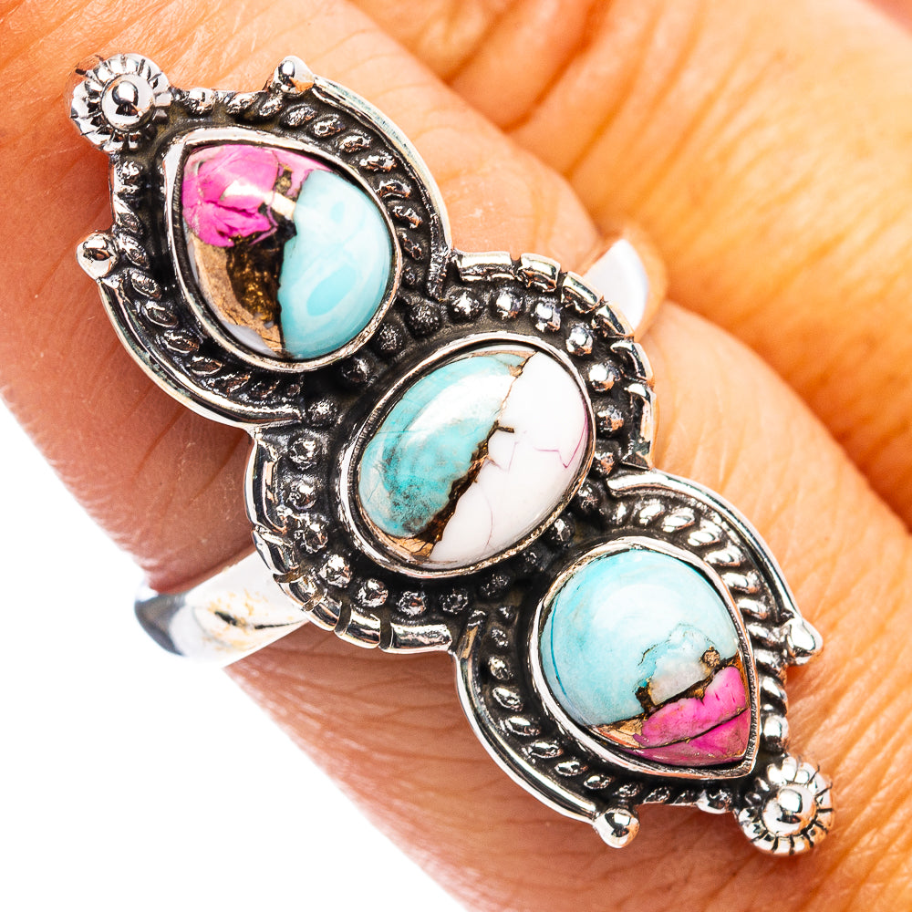 Cotton Candy Turquoise Ring Size 8.25 (.925 Sterling Silver)