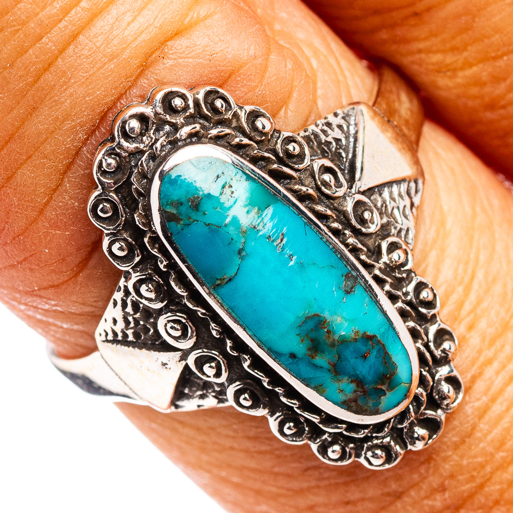 Native Style Mohave Turquoise Ring Size 8.75 (.925 Sterling Silver)