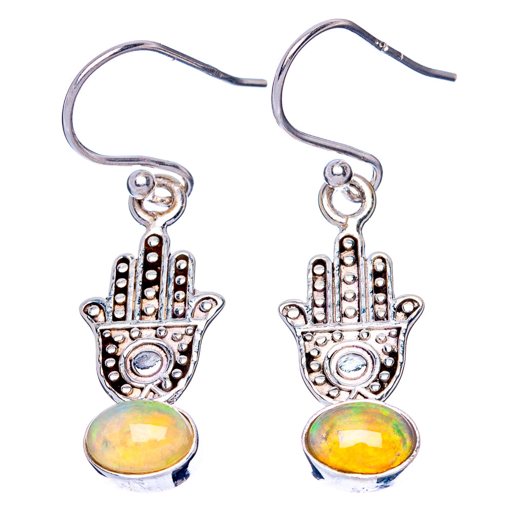 Rare Ethiopian Opal Peace Earrings 1 3/8" (925 Sterling Silver) E1551