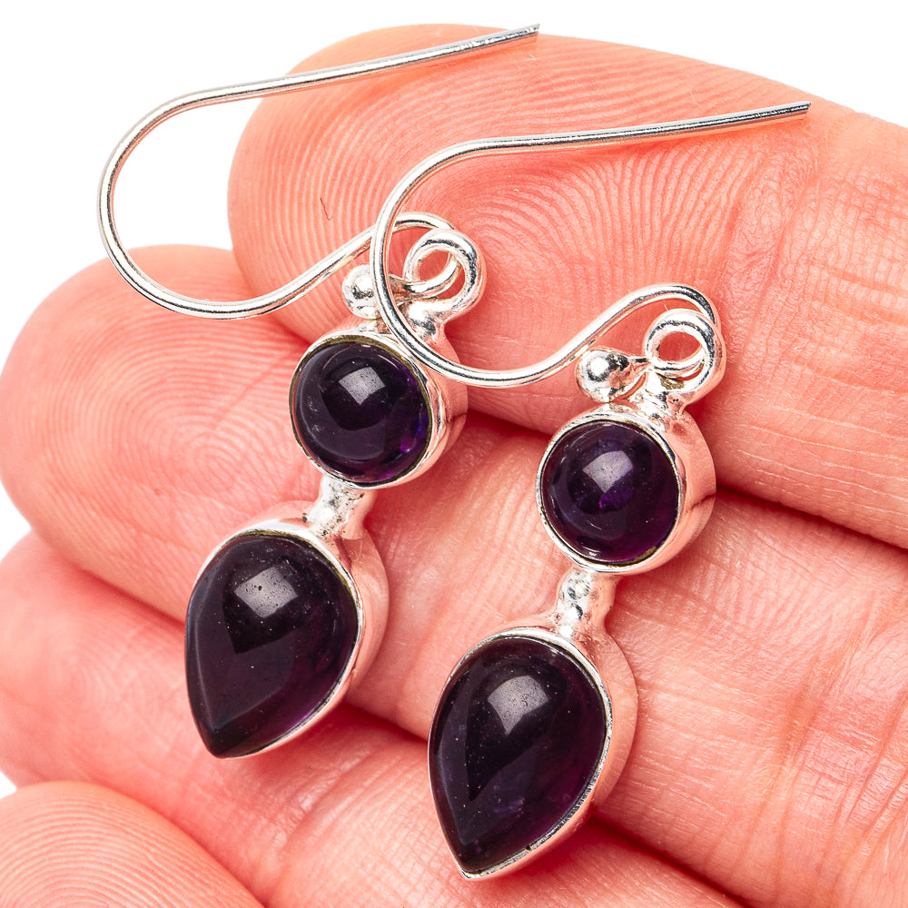 Amethyst Earrings 1 1/2" (925 Sterling Silver) E3137