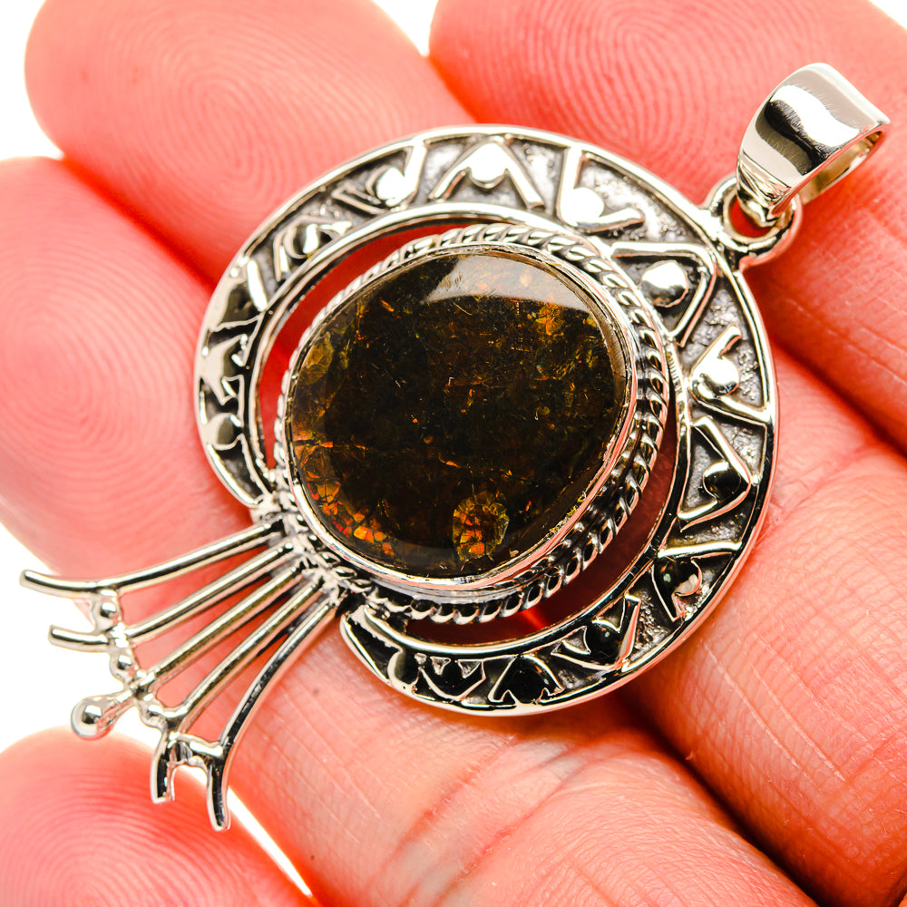 Signature Ammolite 925 Sterling Silver Pendant 1 7/8" (925 Sterling Silver) PD37814