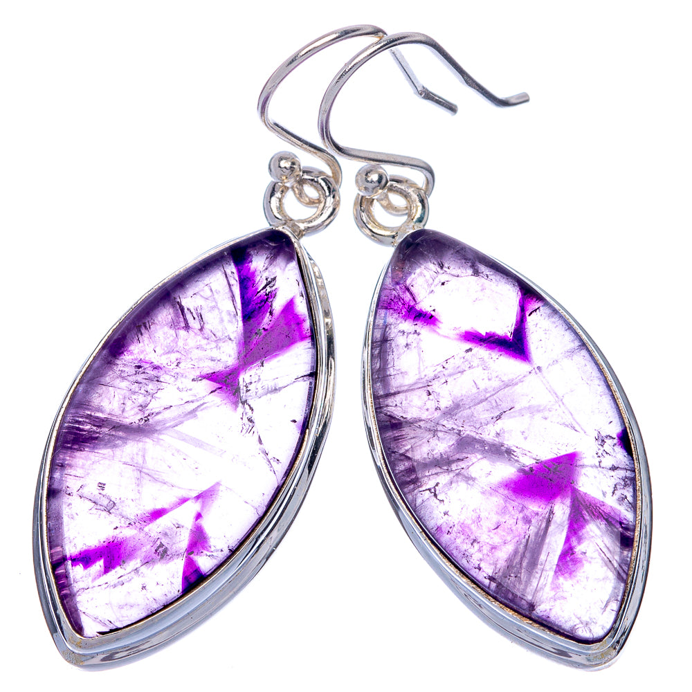 Star Amethyst Earrings 1 7/8" (925 Sterling Silver) E433083