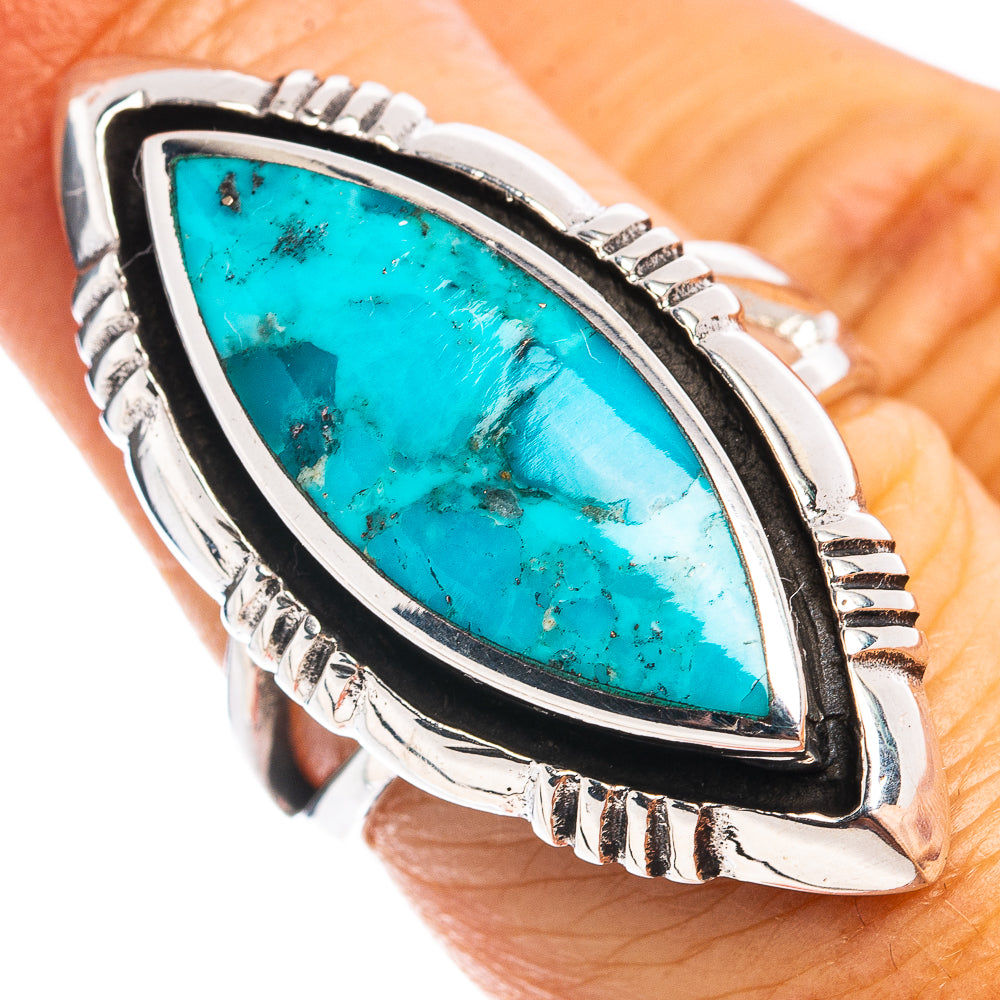 Native Style Mohave Turquoise Ring Size 7 (.925 Sterling Silver)