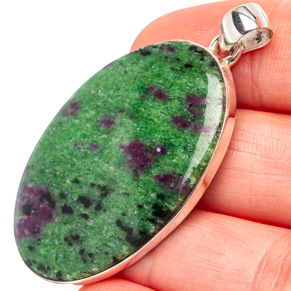 Ruby Zoisite Pendant 1 7/8" (.925 Sterling Silver)