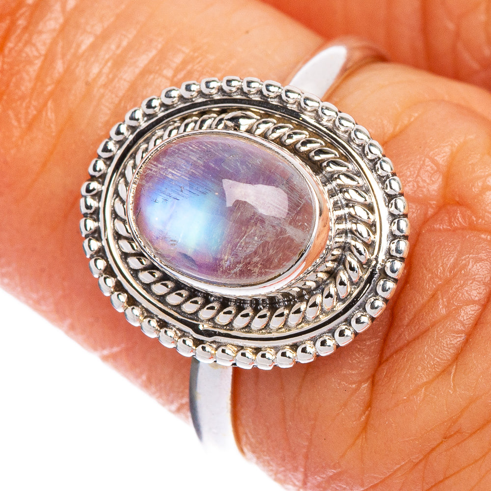 Rainbow Moonstone Dainty Ring Size 5.75 (925 Sterling Silver) R147292