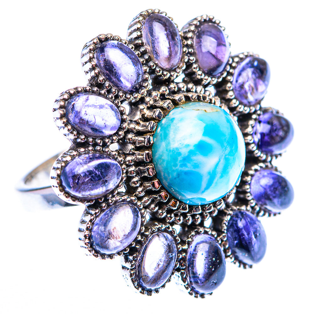 Large Larimar, Tanzanite Ring Size 8.5 (925 Sterling Silver) RING140257