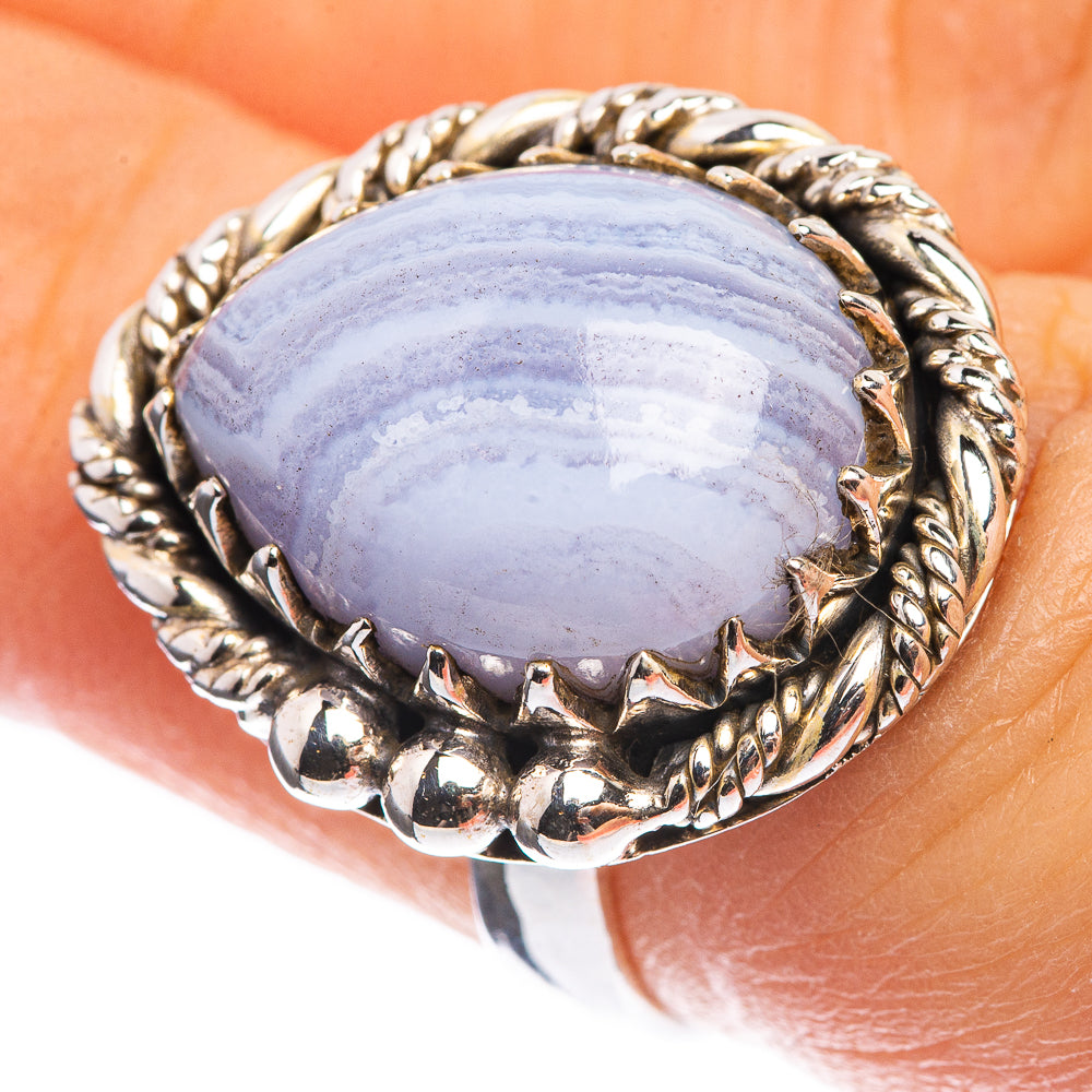 Blue Lace Agate 925 Sterling Silver Ring Size 6.25