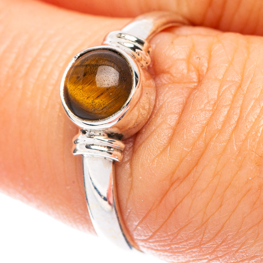 Tiger Eye Dainty Ring Size 7 (925 Sterling Silver) R5747