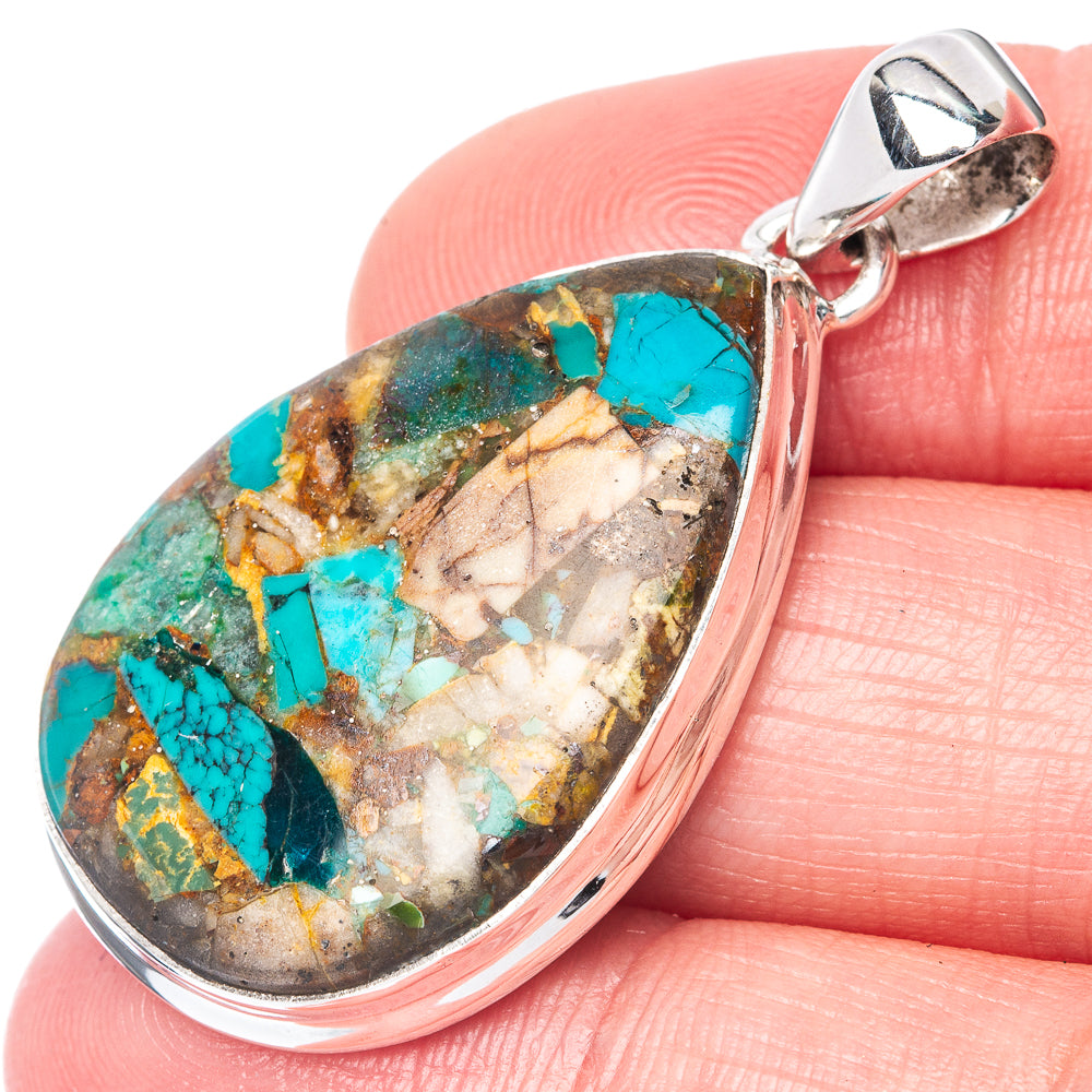 Rare Royston Matrix Turquoise Pendant 1 5/8" (925 Sterling Silver) P40899