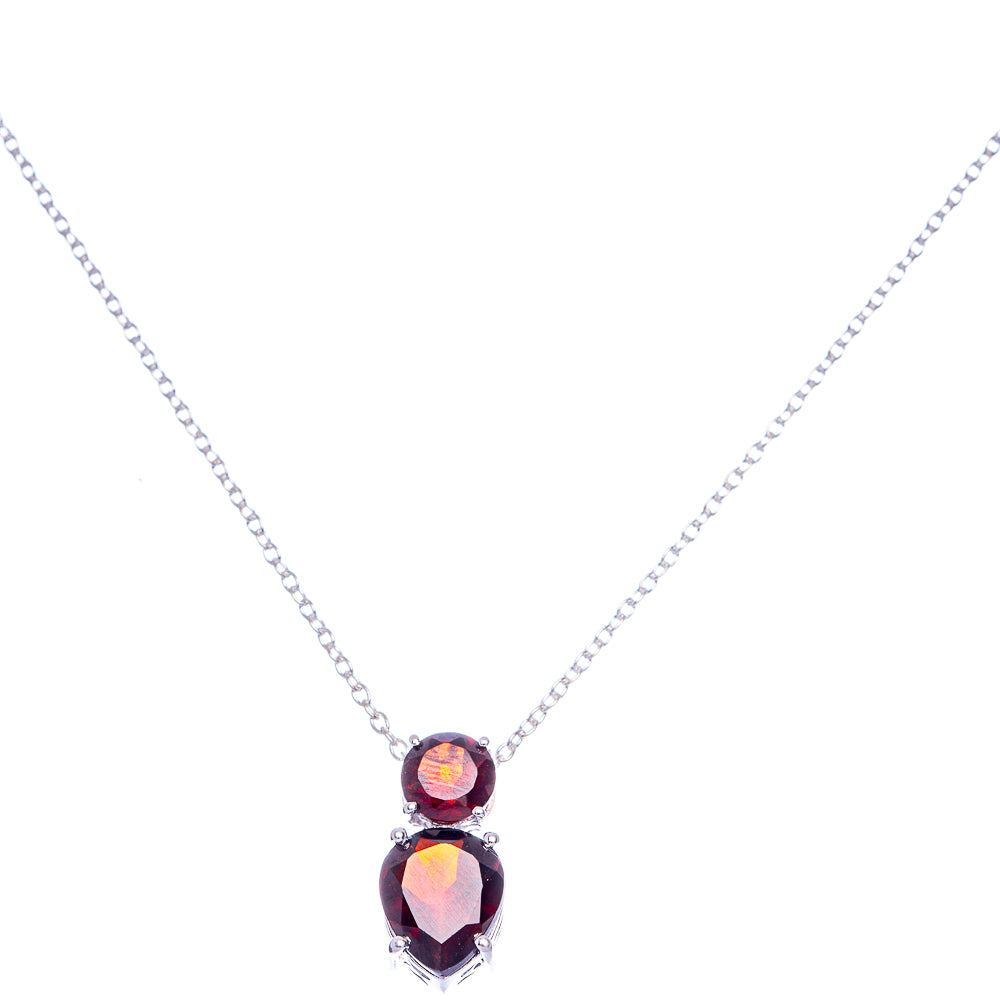 Garnet Necklace 18" (925 Sterling Silver) N90041