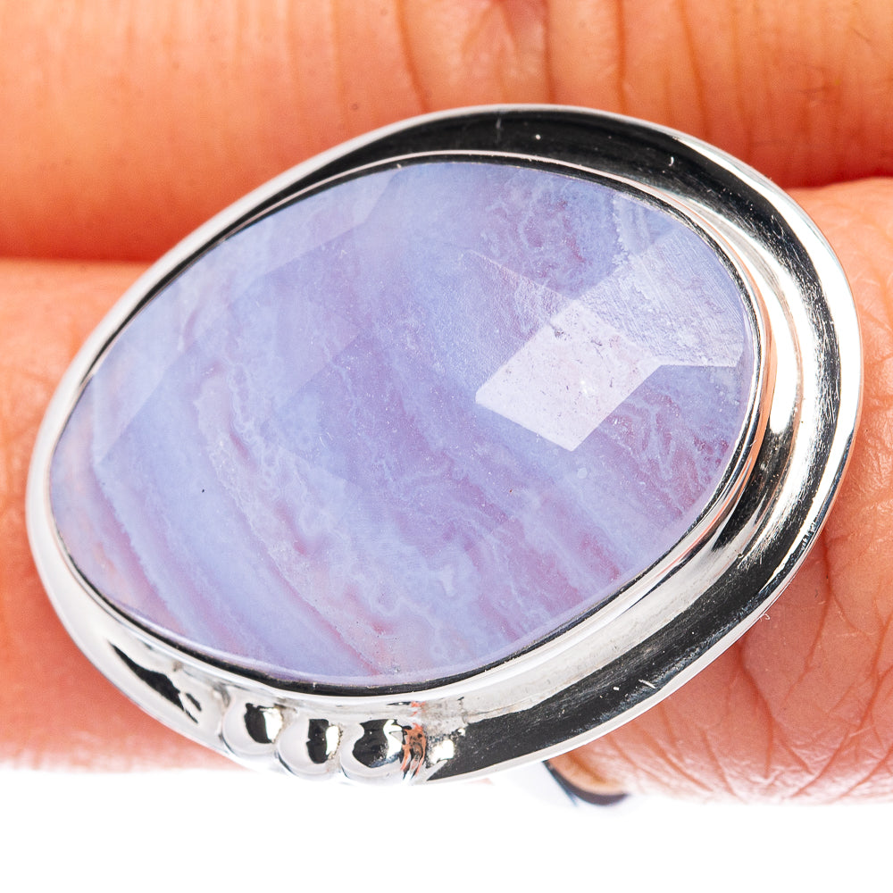 Premium Blue Lace Agate Ring Size 6 (925 Sterling Silver) R2623