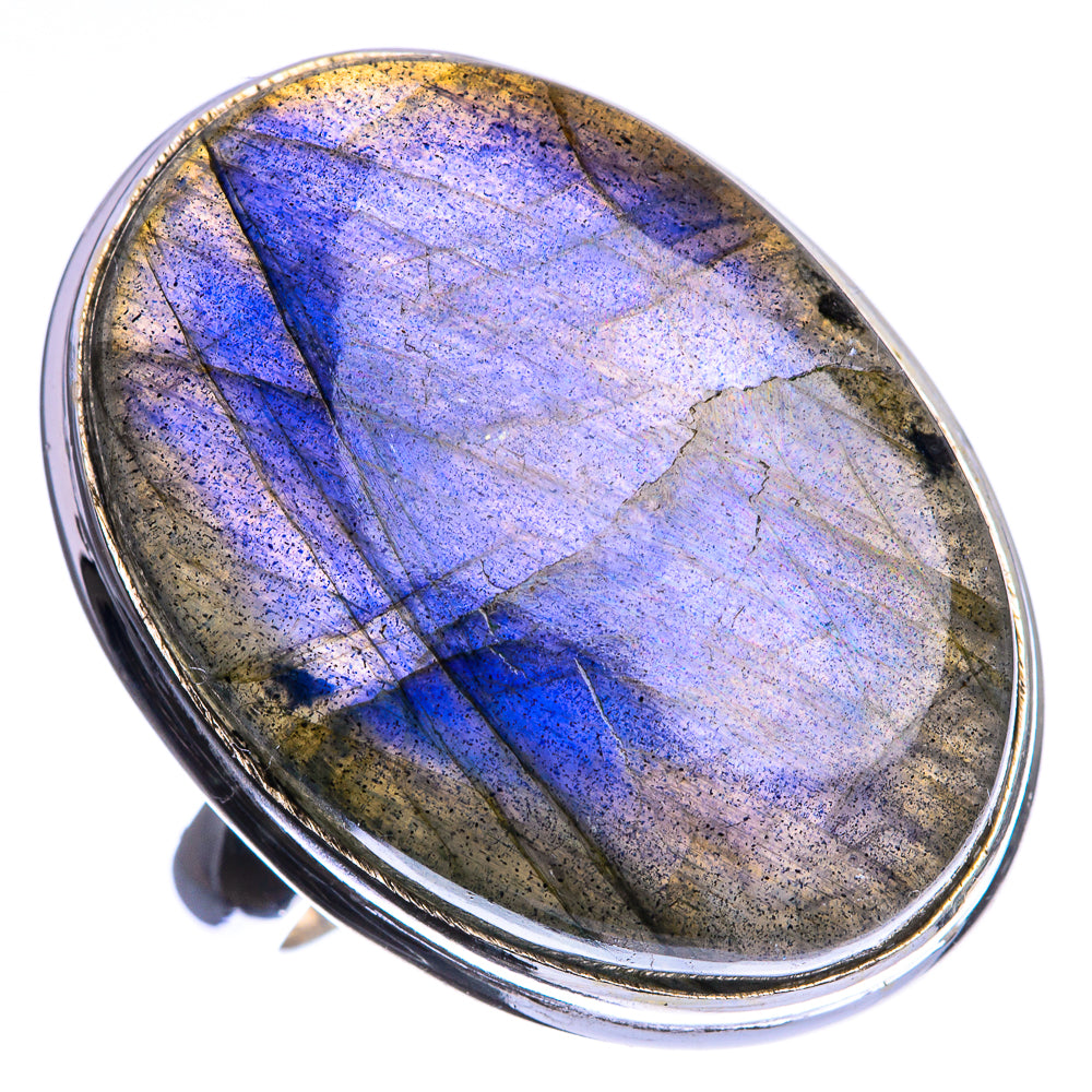Large Labradorite 925 Sterling Silver Ring Size 9.75
