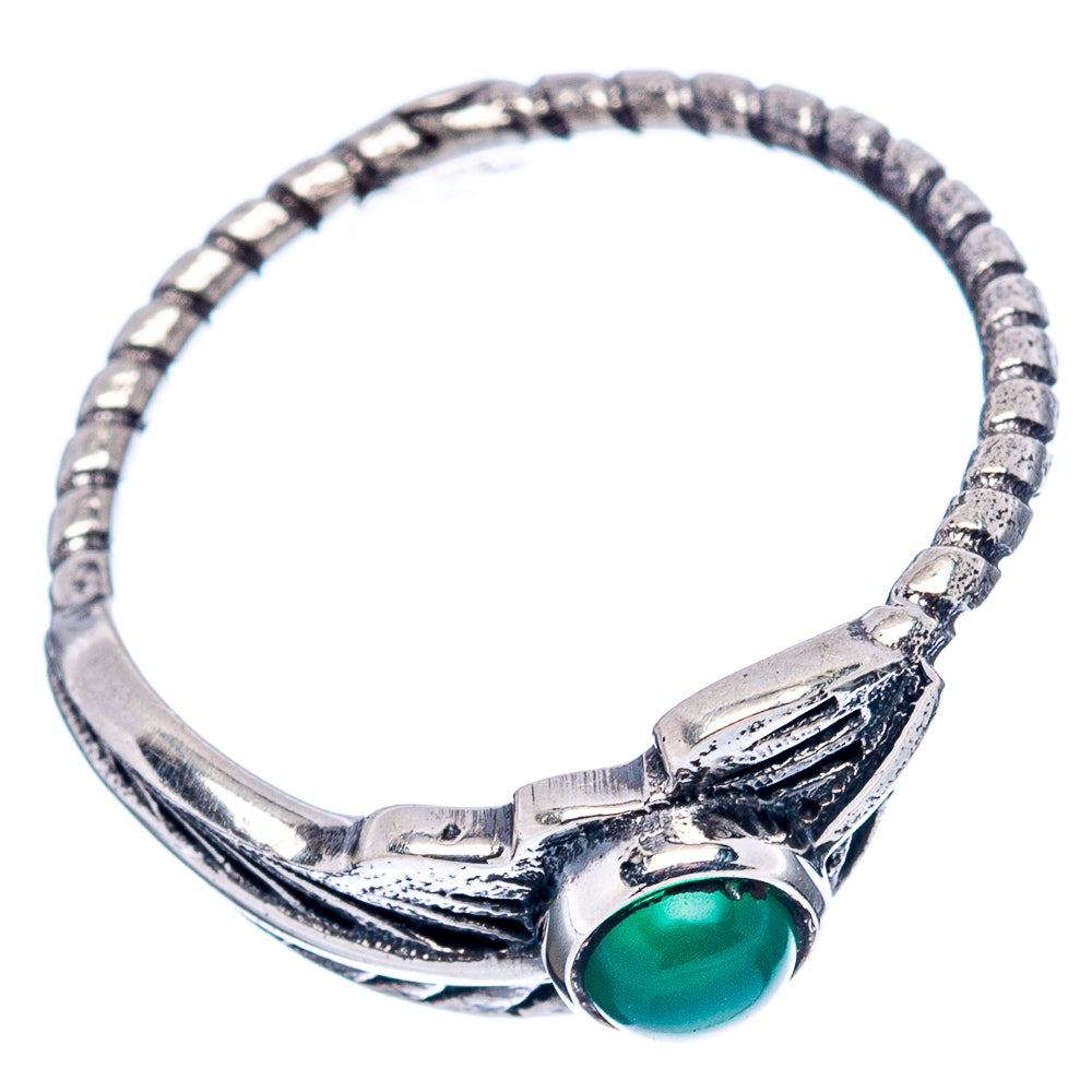 Green Onyx Feather Dainty Ring Size 5.75 (.925 Sterling Silver)
