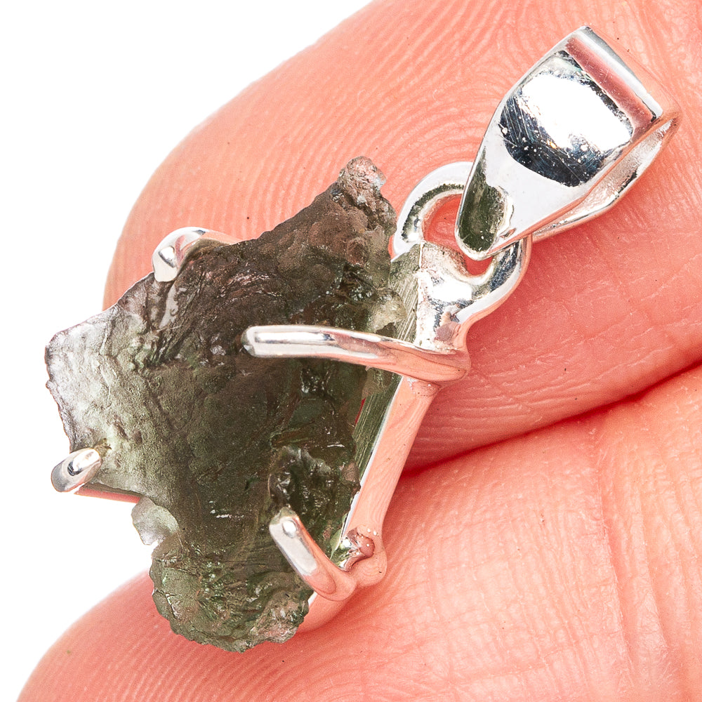 Rare Czech Moldavite Pendant 7/8" (925 Sterling Silver) P40351