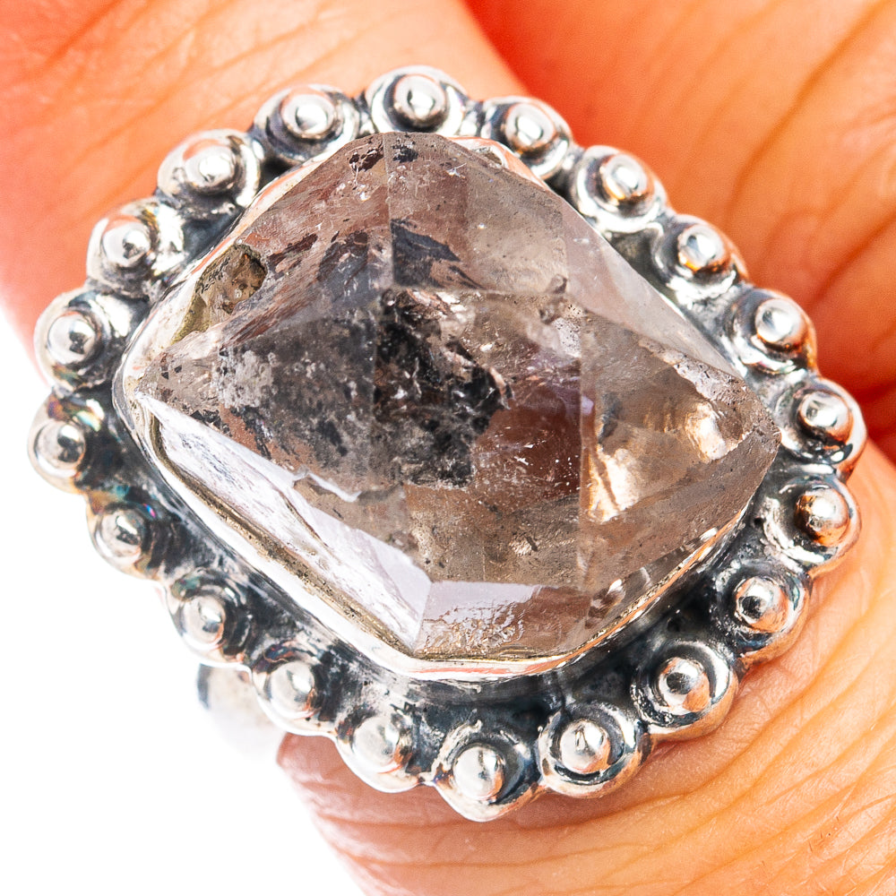 (Classic Series) Herkimer Diamond Ring Size 6 (.925 Sterling Silver)