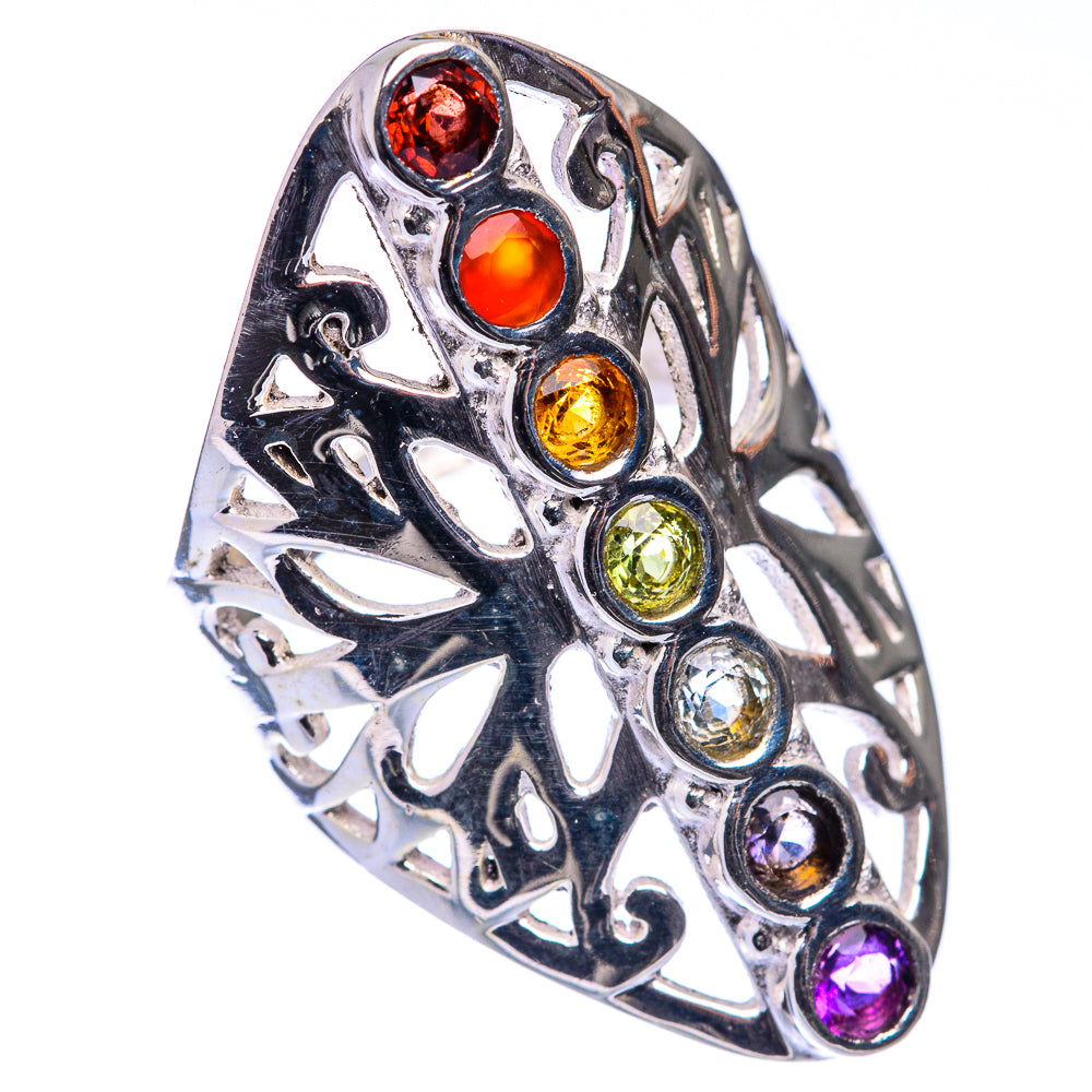 Rainbow Chakra Ring Size 6.25 (925 Sterling Silver) R141145