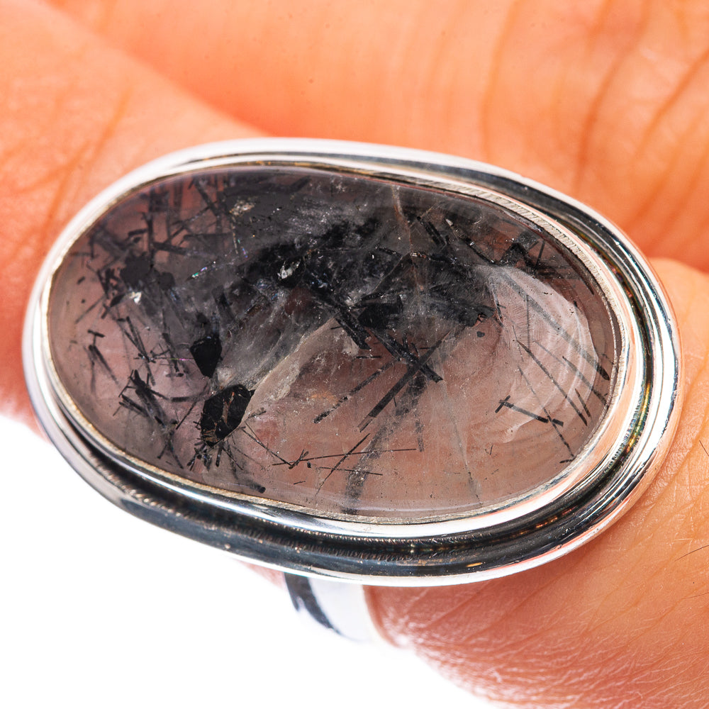 Tourmalinated Quartz 925 Sterling Silver Ring Size 7