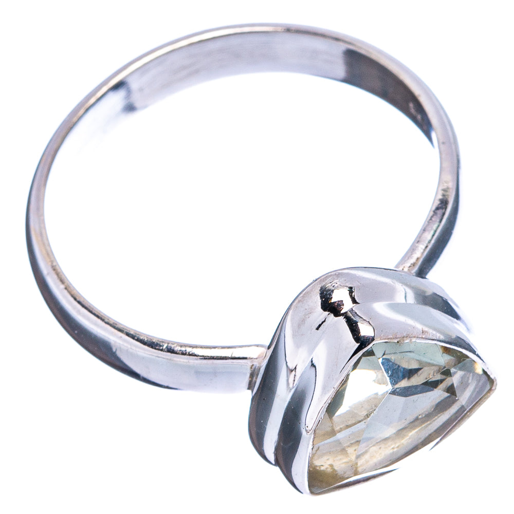 Faceted Green Amethyst Ring Size 9 (.925 Sterling Silver)