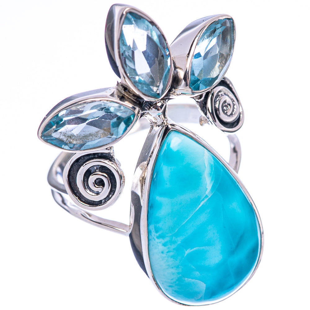 Signature Larimar, Blue Topaz Ring Size 8.25 (925 Sterling Silver) R1771