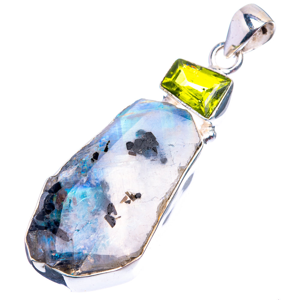 Rainbow Moonstone, Peridot Pendant 2 1/8" (925 Sterling Silver) P38939