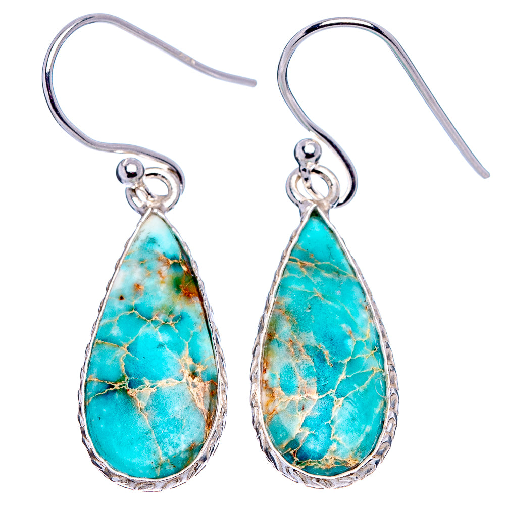 Blue Imperial Jasper Earrings 1 3/8" (.925 Sterling Silver)