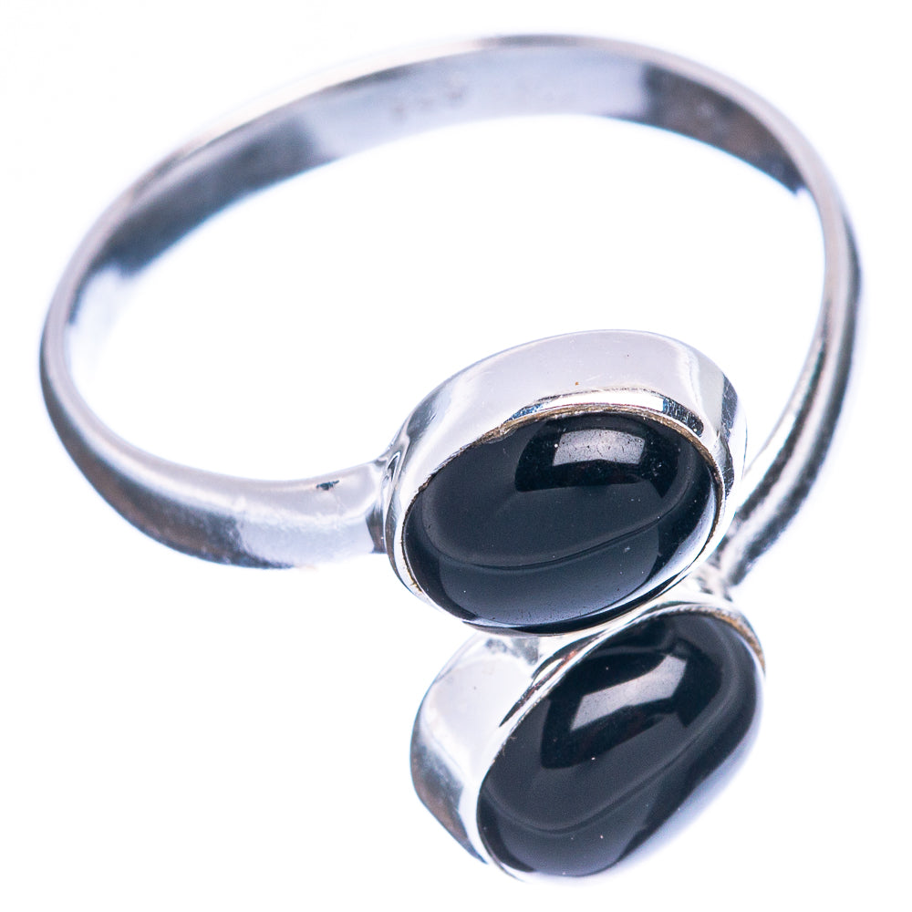 Black Onyx Dainty Ring Size 8 Adjustable (925 Sterling Silver) R5134