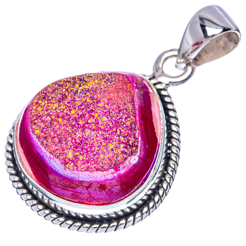 Titanium Druzy Pendant 1 3/8" (925 Sterling Silver) P41468