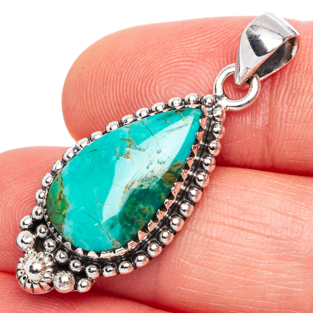 Rare Arizona Turquoise Pendant 1 3/8" (925 Sterling Silver) P42121