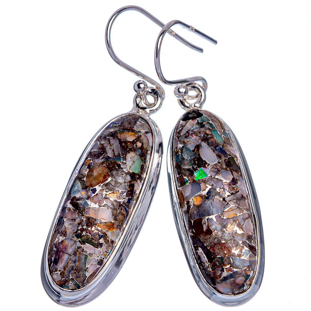 Brecciated Ethiopian Opal Earrings 1 3/4" (925 Sterling Silver) E433013