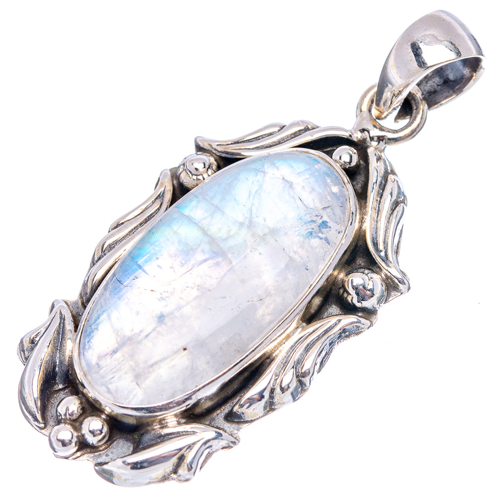 Premium Rainbow Moonstone Pendant 1 3/4" (.925 Sterling Silver)