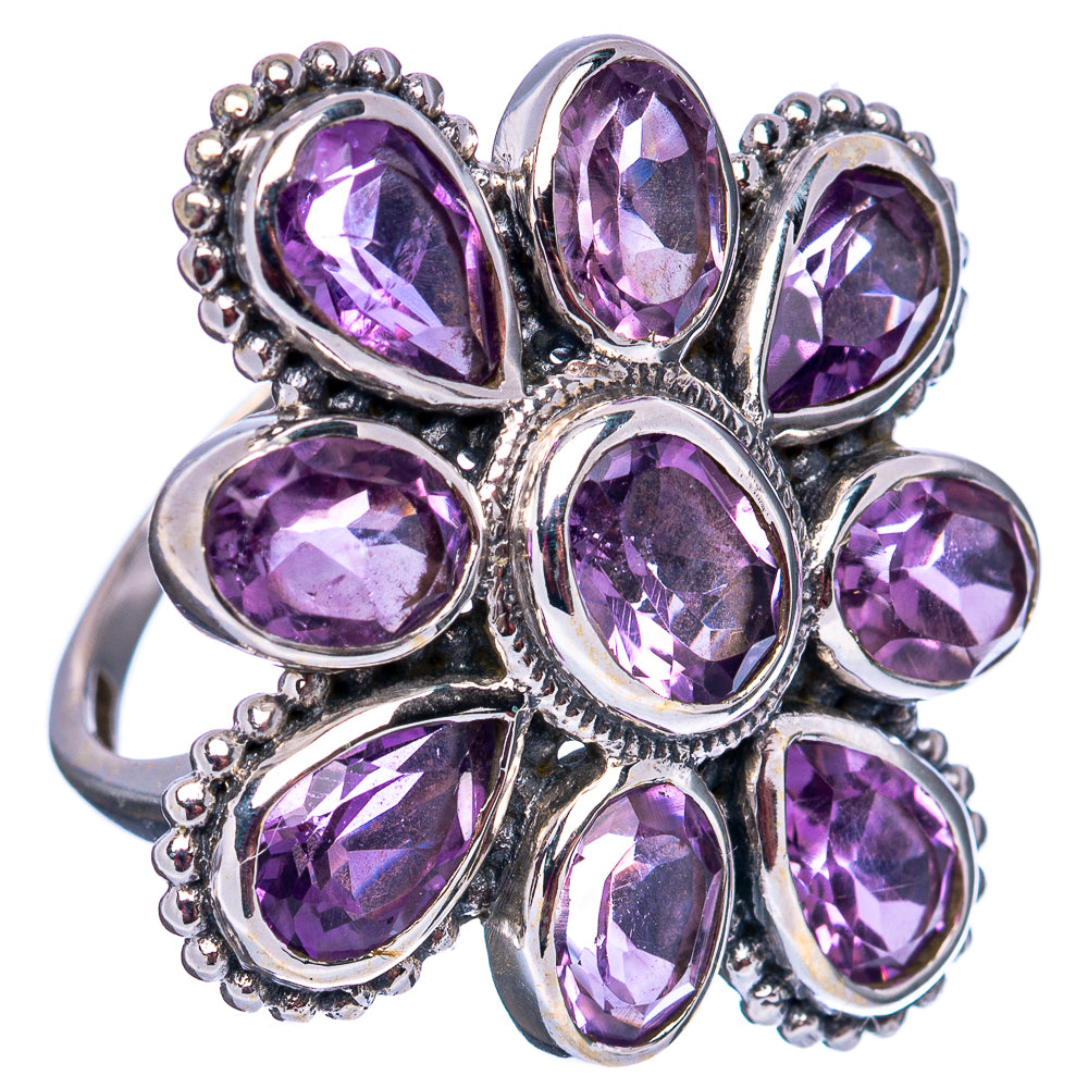 Amethyst Flower Ring Size 8 (.925 Sterling Silver)