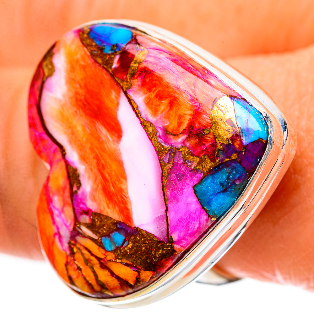 Large Kingman Pink Dahlia Turquoise 925 Sterling Silver Ring Size 8.5 (925 Sterling Silver) RING139717