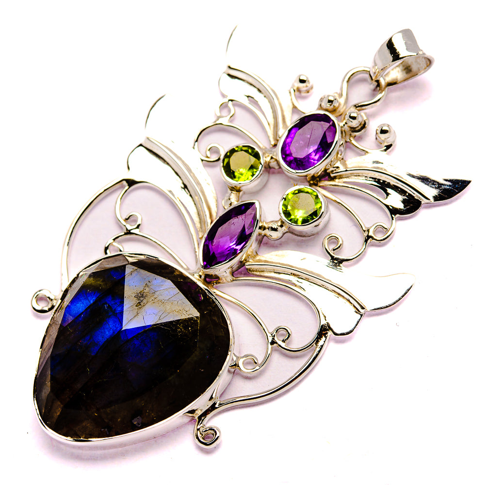 Signature Labradorite, Amethyst, Peridot Pendant 2 5/8" (925 Sterling Silver) PD37833