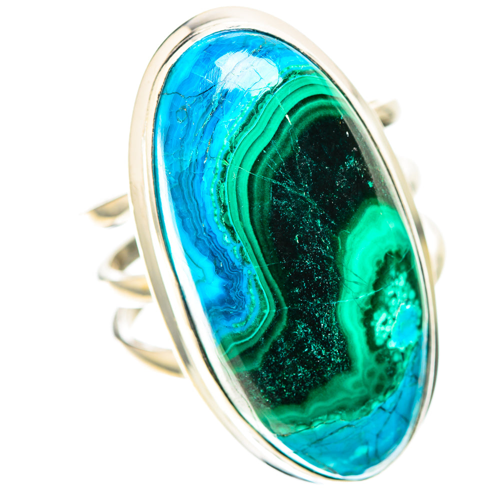Large Malachite In Chrysocolla Ring Size 9 (925 Sterling Silver) RING138649