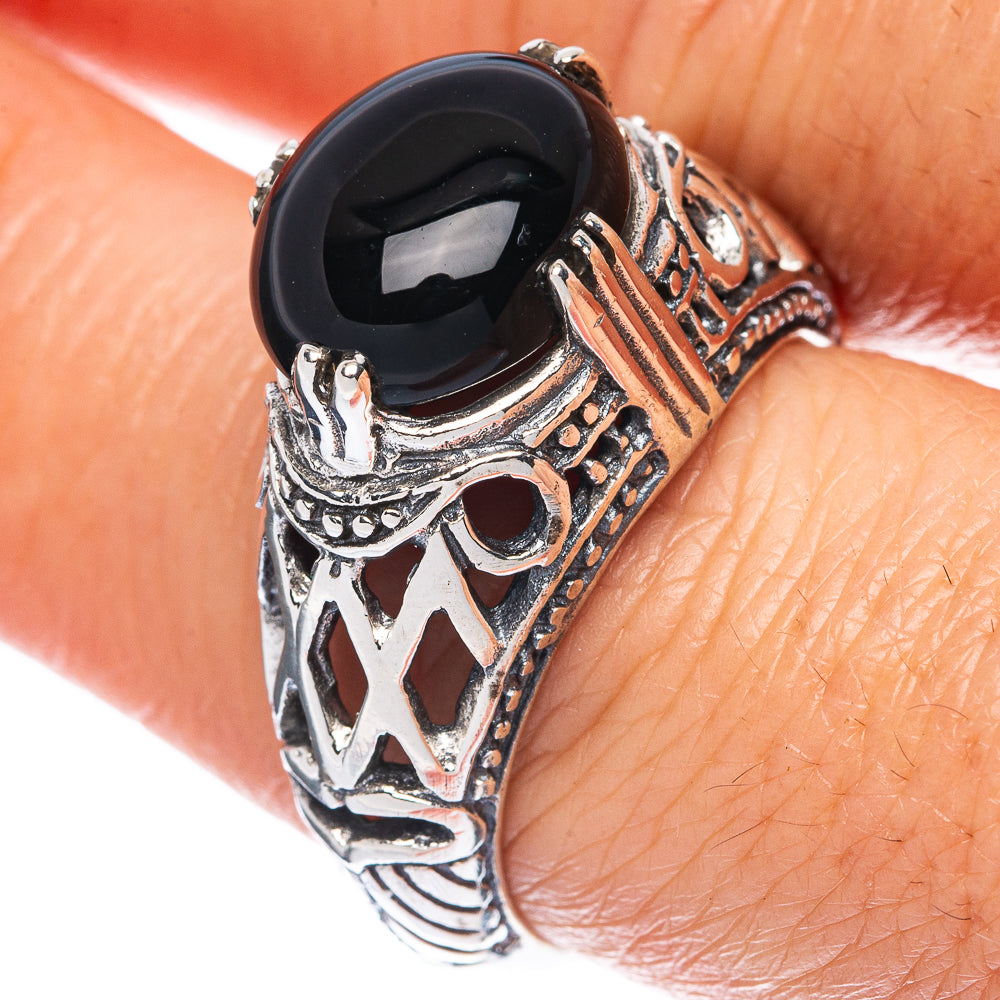 Black Onyx Ring Size 7.5 (925 Sterling Silver) R2896