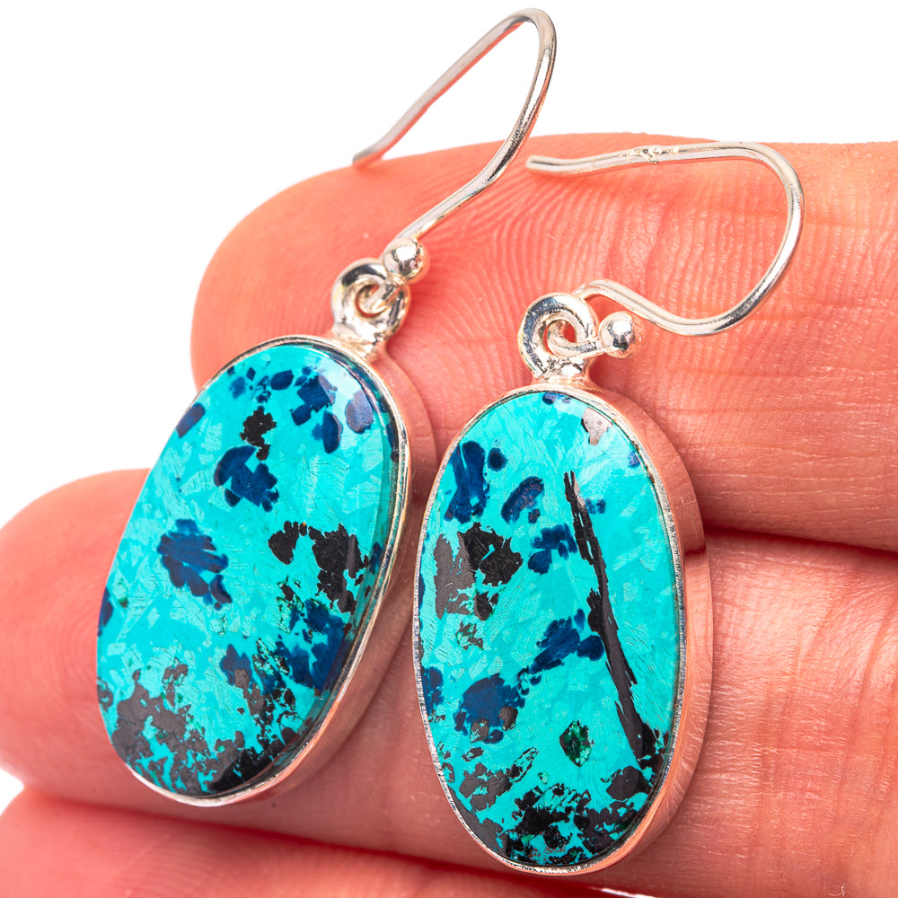 Shattuckite 925 Sterling Silver Earrings 1 3/8" (925 Sterling Silver) EARR432209